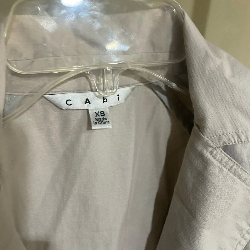 Cabi Tanner Trench Coat Gray Blue Cotton Linen Size XS - Picture 3 of 4